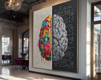 Dual Hemisphere Gehirn Leinwand, kreative abstrakte Kunst, lernfähige Wanddekoration