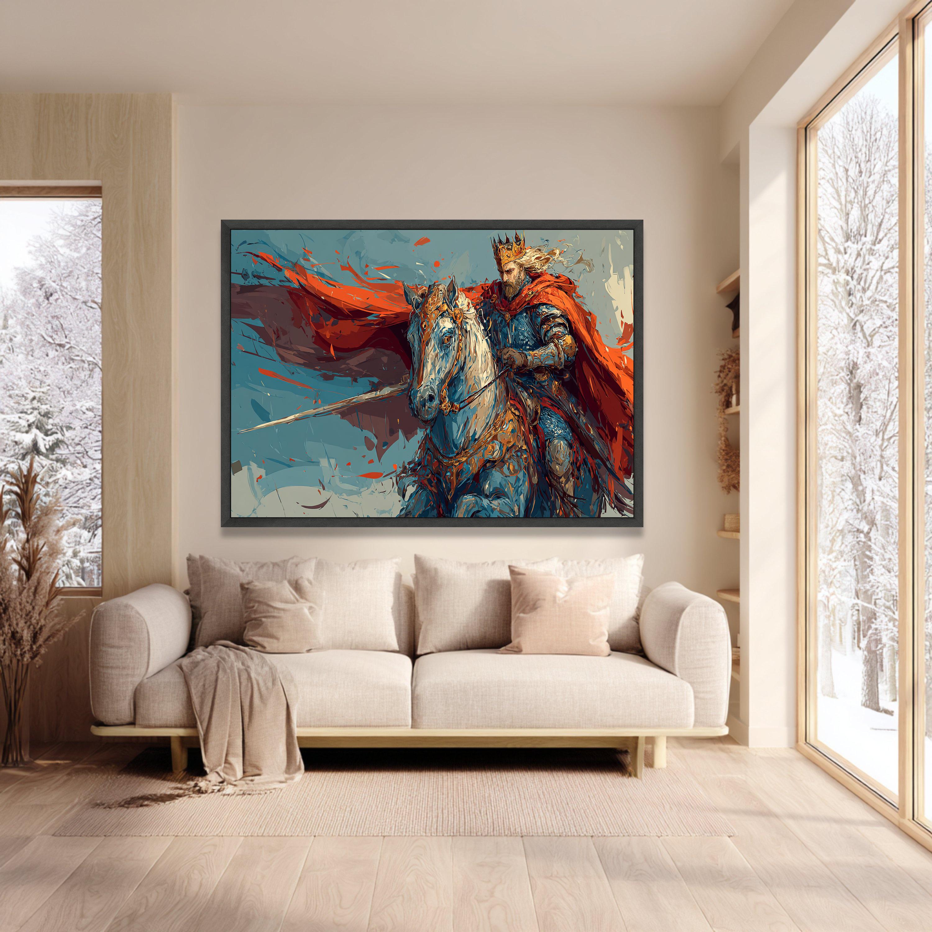 Medieval King on Horse Canvas Print, Warrior Knight Wall Art, Fantasy ...