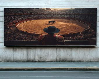 Bullfighter Arena Canvas Wall Art, Spanish Matador Bull Scene, Cultural Artwork Home Decor