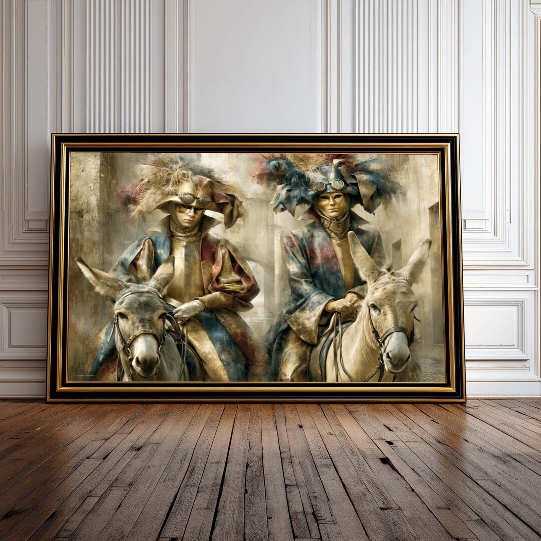 Venetian Masquerade Riders Canvas, Carnival Costume Art, Steampunk ...