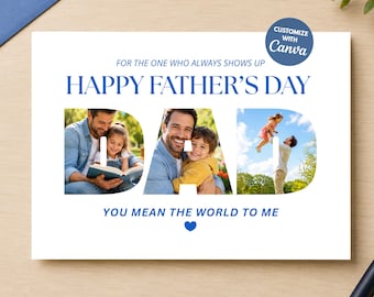 Editable Photo Father’s Day Card Template, Custom DAD Picture Letter Canva Card, Printable Dad Card from Kids, Personalized Digital Download