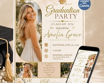 Graduation Party Flyer & Phone Invite Template, Class of 2026, Photo Template (Digital Download)
