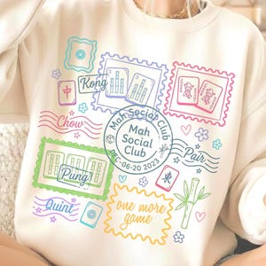 Mahjong Social Club PNG SVG, Coquette Doodle Mahjong Svg Stamp, Game Night Svg, Mah jong gift for Mom Woman POD Sublimation Dtf Dtg