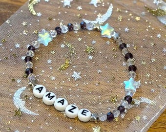 Project Hail Mary Gift Amaze Bracelet, Glass Beads, Star Beads, “Amaze Amaze Amaze”, Hail Mary Merch