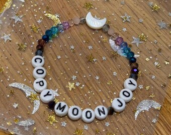 Copy Moon Joy Bracelet, Artemis II NASA, Glass Beads, Moon Charm, Space Themed