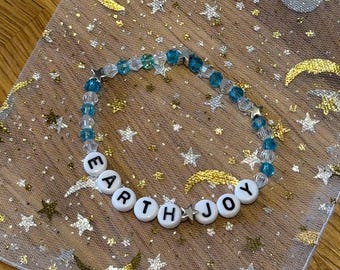 Earth Joy Bracelet, Artemis III NASA Inspired, Glass Beads, Blue Glass Beads, Earth Space Lover Gift, NASA Merch