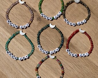 Moon Joy Bracelet, Artemis II NASA, Glass Beads, Moon Charm, Space Themed Gift