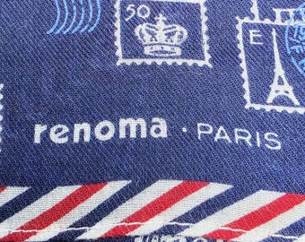 RENOMA Vintage Handkerchief Late 20th-Century Signature Motif Navy Blue Cotton | ThePocketPast