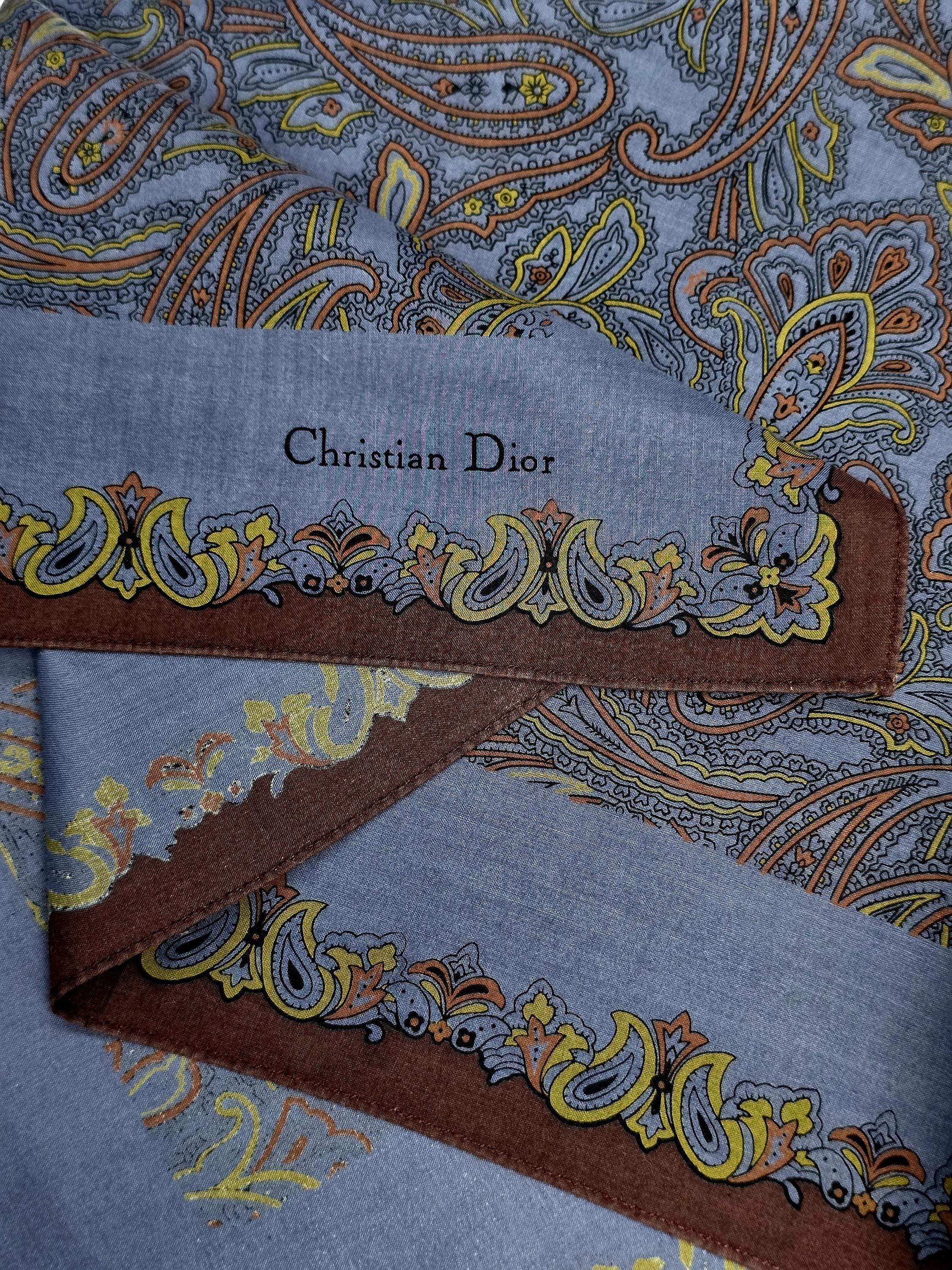 Blue christian dior scarf logo - Etsy 日本