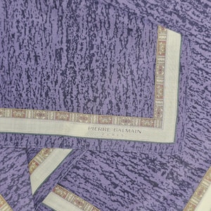 Pierre Balmain Paris Vintage Handkerchief Abstract Bark Texture Purple Lavender Cotton Pocket Square | ThePocketPast