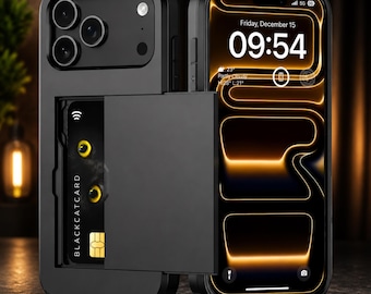 Slim Wallet Card Holder Case for iPhone 17 Pro Max, 16 Pro Max, 15, 14, 13, 12 - Protective Hard PC, Hidden Card Slot & Shock Absorption