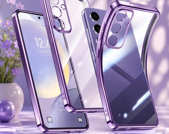 plating silicone soft transparent phone case chrome bumper clear shockproof cover samsung galaxy series