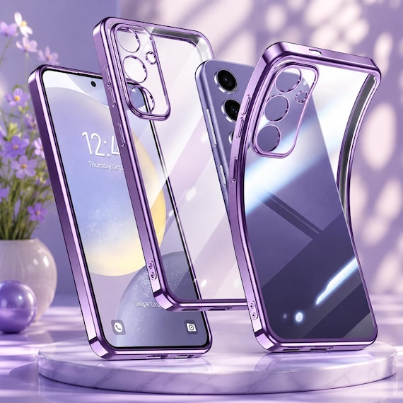 plating silicone soft transparent phone case chrome bumper clear shockproof cover samsung galaxy series