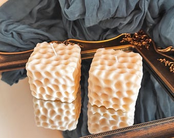 Conjunto de 2 velas em formato de cubo de coral