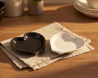 Heart Shaped Ceramic Spoon Rest – Kitchen Utensil Holder, Modern Farmhouse Style