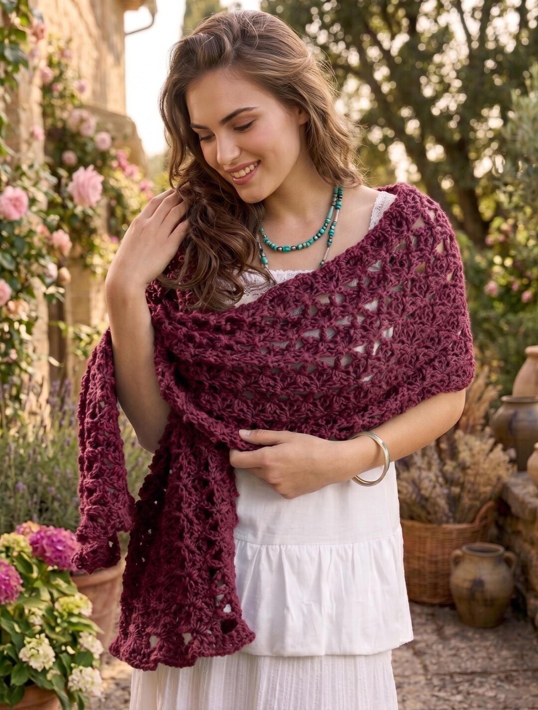 Premium Lace Shawl Crochet Pattern PDF | Boho Fashion Handmade Summer ...