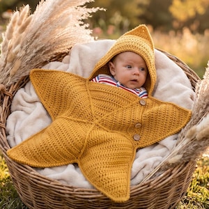 Mönster för virkade babystjärnor | Handledning för sovsäck och mysig stjärnformad filt för nyfödda | Gör-det-själv-present till babyshowern (digital PDF-nedladdning)