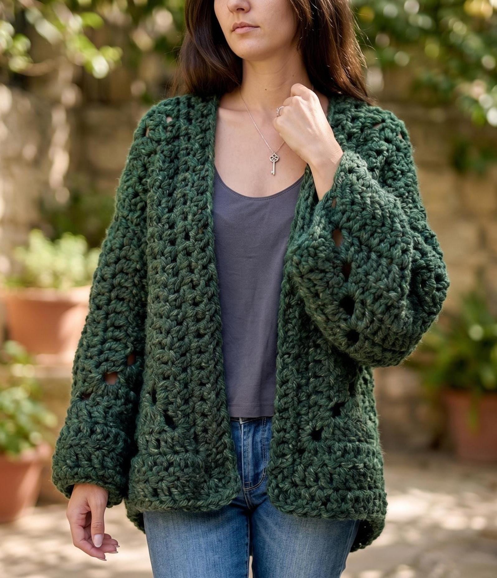 Elegant Chunky Cardigan Crochet Pattern PDF