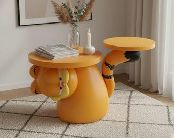 Ginger Cat Coffee Side Table Cute Animal Living Room Sofa Corner Removable Bedside Floor Decor Accent Table
