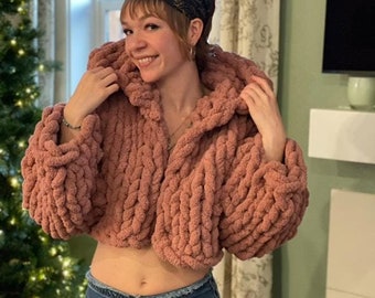 Grobstrick Strickjacke mit Kapuze MUSTER: Anfänger Video Anleitung (Digitaler Download)