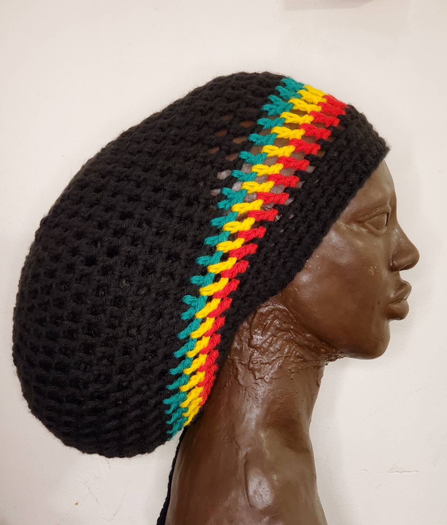 Crochet Rasta Tam Hat With Drawstring 