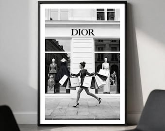 Elegante estampado de Dior en blanco y negro / Obra de arte de boutique de lujo