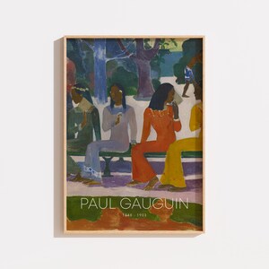 Poster Paul Gauguin – Parau Api (Vad är nytt?), postimpressionism, symbolistisk konst, tropisk galleriväggkonst, museidekor