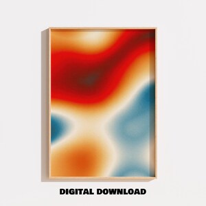 Poster Abstract Red White Blue Wavy Blurred Pattern – Flat Vector Illustration, Cottagecore Decor, Living Room Decor digital download