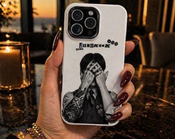 Luxury Jungkook Phone Case | Aesthetic Kpop iPhone Case | Minimal Black White Art Cover | Trendy Protective Case | Gift for BTS Fans