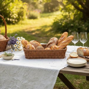 Faux Wicker Storage Tray - Rectangular Rattan Style Basket, Bread & Fruit Server, Slim Desk Organizer, Washable Plastic Home Decor