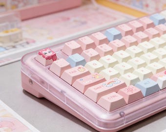 Pink Party Pony 135 Keycaps, Mechanical Keyboard PBT Keycap set with Customizable Layout | MX Keycaps | Anime Keycaps | Gift for Girlfriend