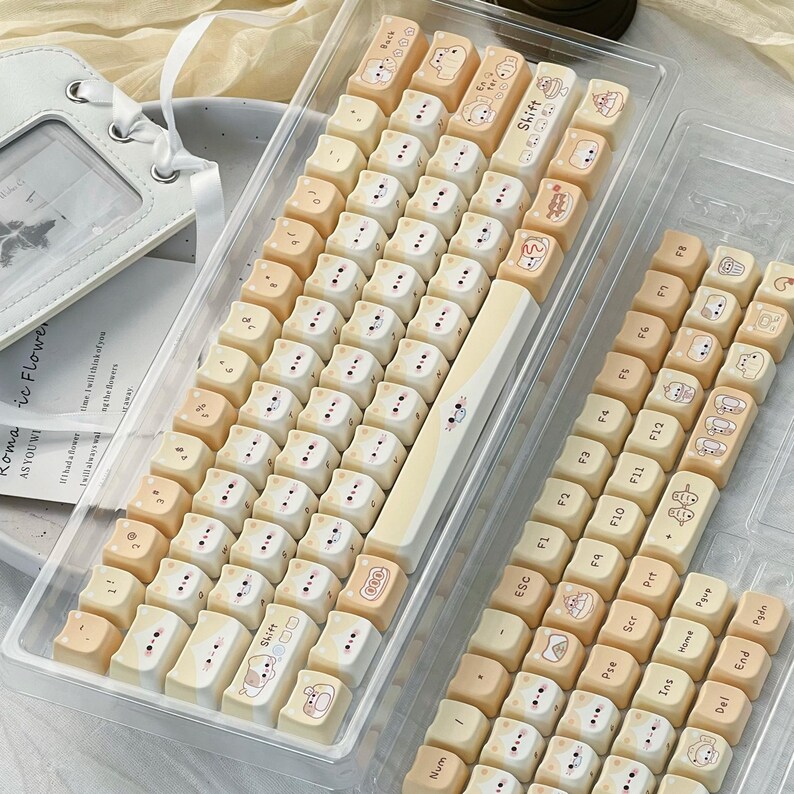 Function Keycaps Cute Pudding Cat 118 Keycap Set, PBT Customized Keycaps for Mechanical ...