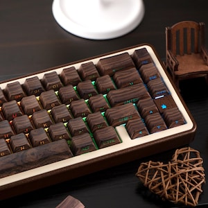 126 walnut PBT keycaps, Cherry side engraved translucent keycaps suitable for mechanical keyboards | handmade keycaps | gift for husband