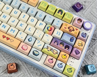 Pixel Game 139 Keycaps Set, Suitable for Mechanical Keyboard MX Keycaps | Gaming Keycaps | Cartoon Keycaps | Cute Keycaps | Holiday Gifts