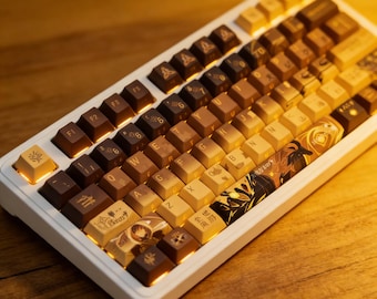 Zhongli Game Creative 135 Keycaps, Customizable Game Pattern Mechanical Keyboard Keycaps | PBT Keycaps | Handmade Keycaps | Game Fan Gifts