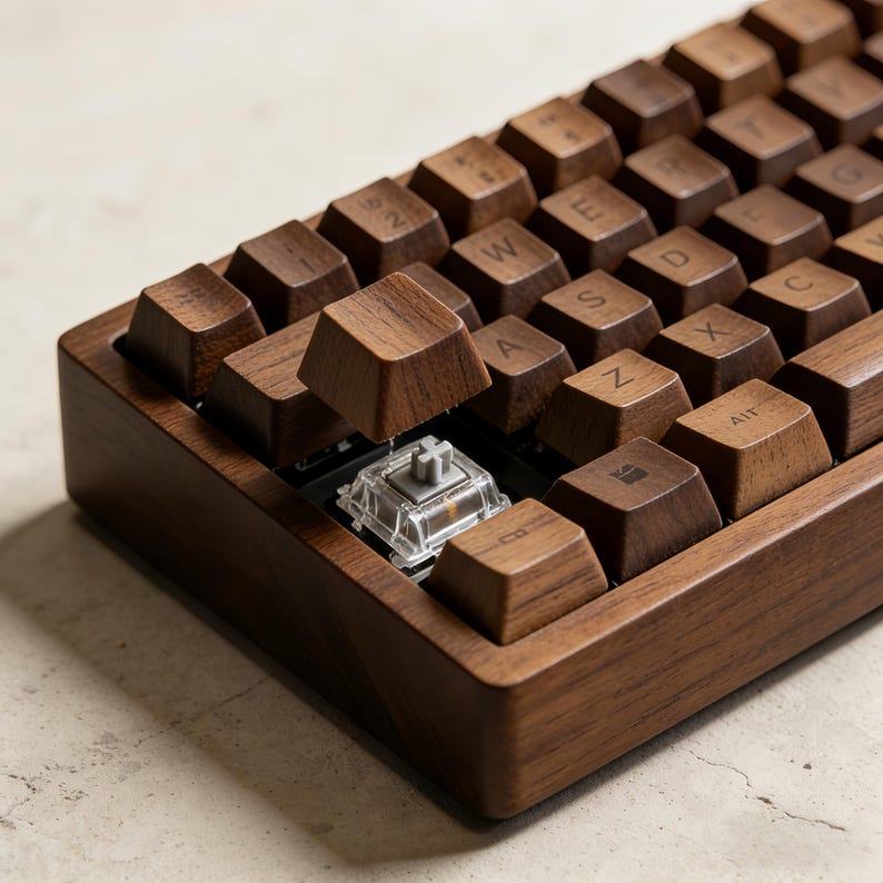 Hand Carved Walnut Mechanical Keyboard - Made of Walnut Material&cherry ...