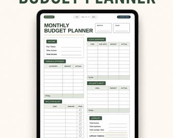 Digital Budget Planner, Monthly Weekly Paycheck Budget, Savings Expense Debt Tracker, Hyperlinked PDF for Goodnotes & Notability
