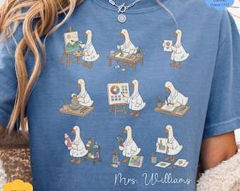 Silly Goose Teacher Comfort Colors® Personalised Shirt, Funny Teacher Profession Unisex Shirt, Last Day of School, Back to School