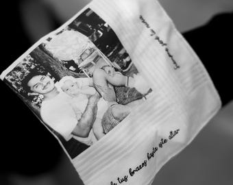 Personalized Father of the Bride Handkerchief | Custom Photo | Dad Wedding Gift | Mother of the Bride Wedding Gift | English & Spanish