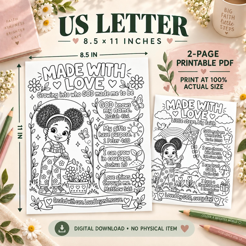 Christian Coloring Pages for Girls, Bible Affirmations, Black Girl ...