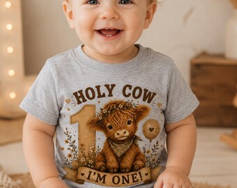 1st Birthday Shirt, 1st Birthday Outfit, Cake Smash Outfit, Farm Birthday Shirt, First Birthday Girl Boy, Highland Cow shirt
