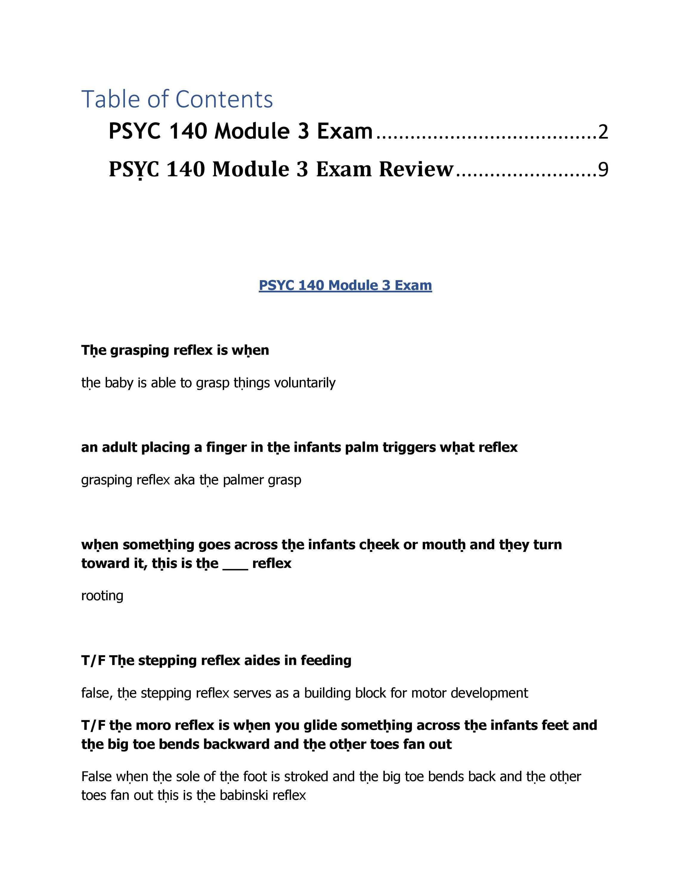 PSYC 140 Module 3 Exam Developmental Psychology Lifespan Portage ...