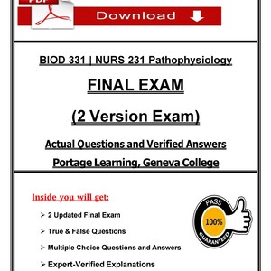 Examen final de fisiopatología de BIOD 331 / NURS 231 (2 versiones) – Portage Learning / Geneva College