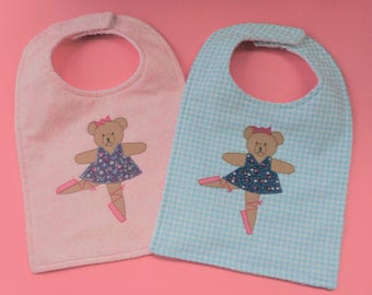 Appliqued Ballet Bear Baby Bib