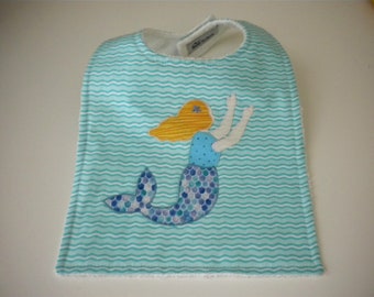 Appliqued Mermaid Baby Bib