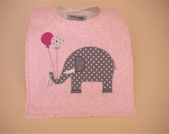 Appliqued Pink Elephant Bib