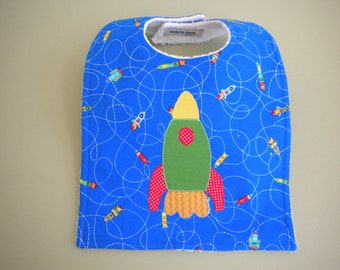 Appliqued Rocket Baby Bib