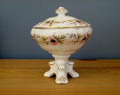 White Pedestal Bon Bon Dish Bowl by Ashley Bone China Home Decor Made in England