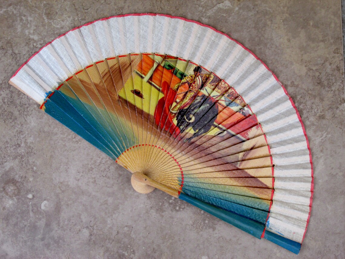 Spanish Matador Hand Fan Bull Fighter Vintage Burlesque Etsy