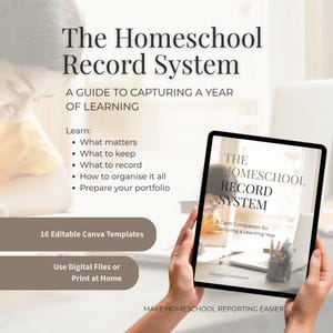 Homeschool Record Keeping System | Home Education Portfolio and Learning Log Templates | Editable Canva Templates